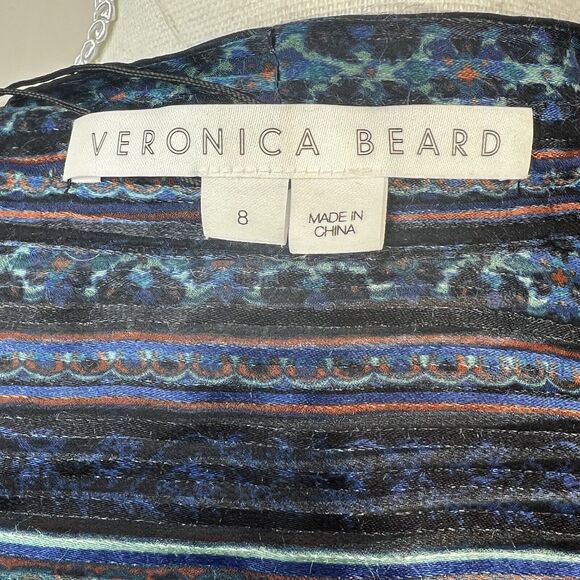 Veronica Beard Malaya Tie-Neck Printed Silk Devoré-Satin Blouse Size 8 - Picture 6 of 14